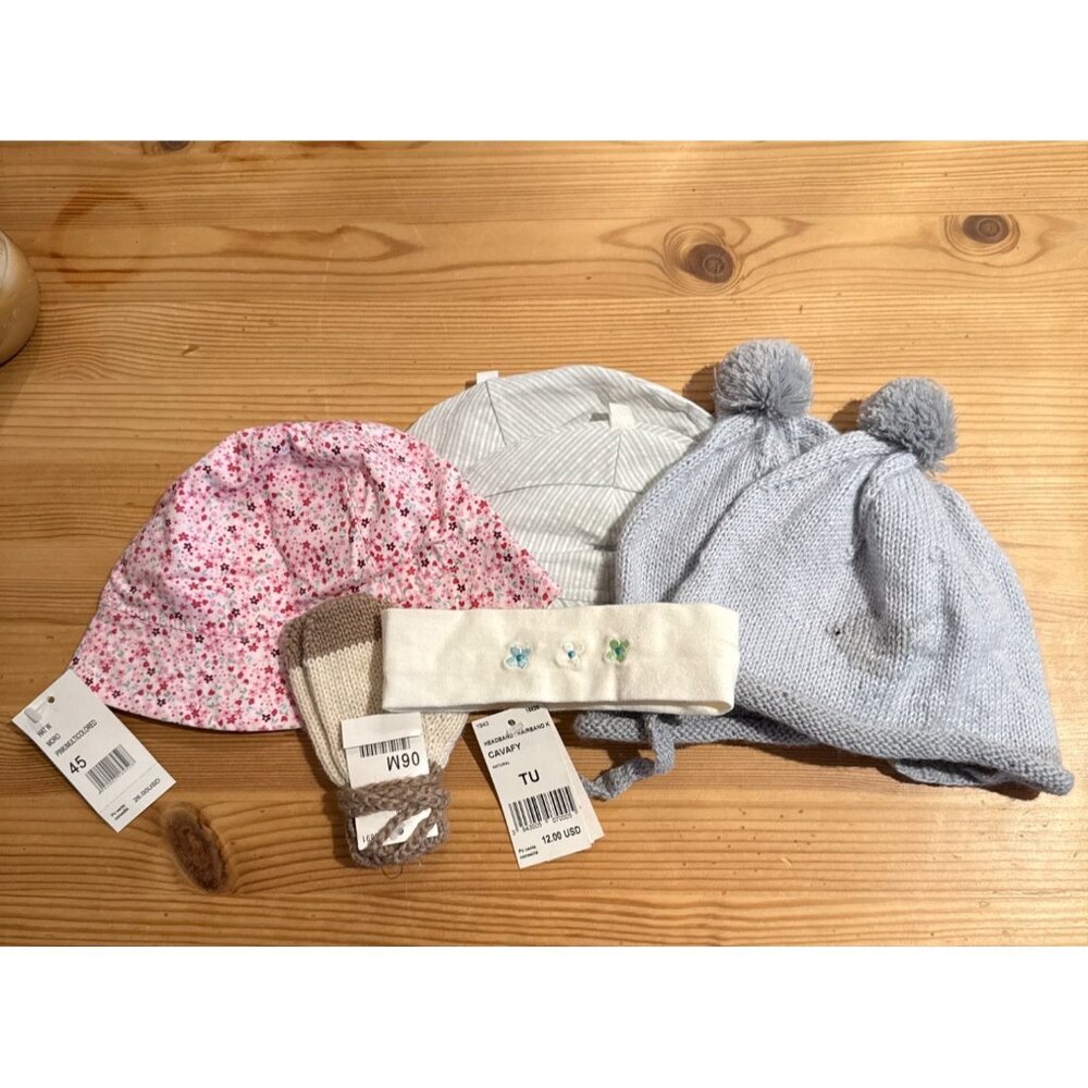 Jacadi hat and mittens bundle Size 6 months NEW JW